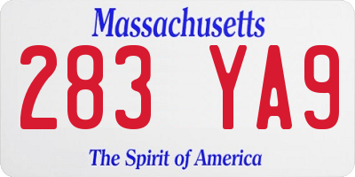 MA license plate 283YA9