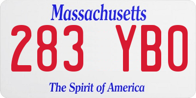 MA license plate 283YB0