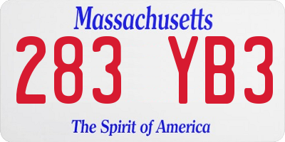 MA license plate 283YB3