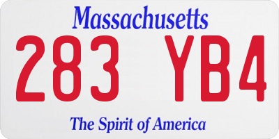 MA license plate 283YB4