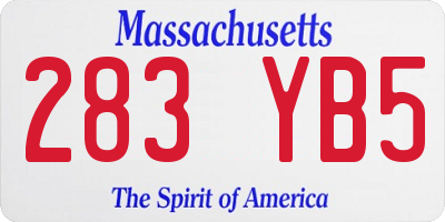 MA license plate 283YB5
