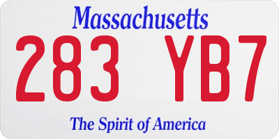 MA license plate 283YB7
