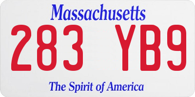 MA license plate 283YB9
