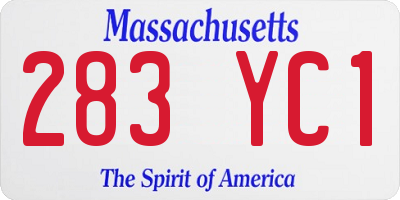 MA license plate 283YC1