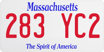 MA license plate 283YC2