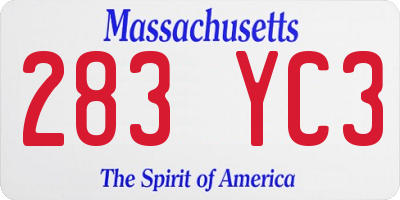 MA license plate 283YC3