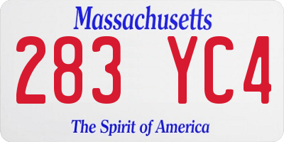 MA license plate 283YC4