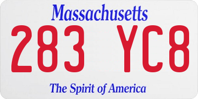 MA license plate 283YC8