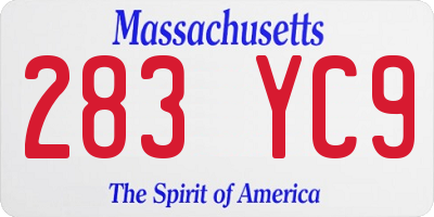 MA license plate 283YC9
