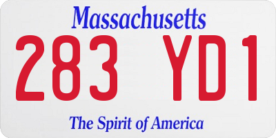 MA license plate 283YD1