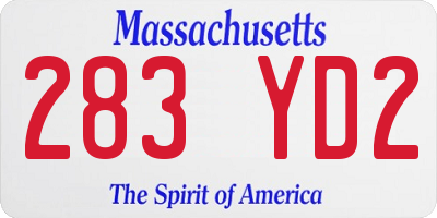 MA license plate 283YD2