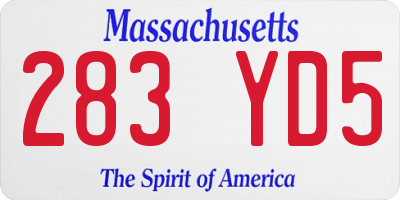 MA license plate 283YD5