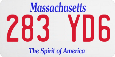 MA license plate 283YD6