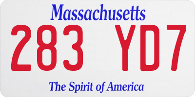 MA license plate 283YD7