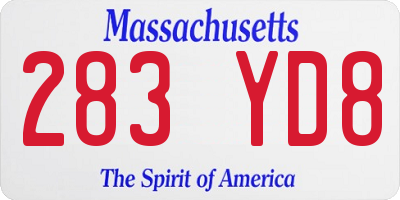 MA license plate 283YD8