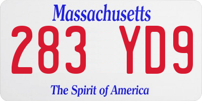 MA license plate 283YD9
