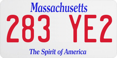 MA license plate 283YE2