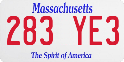 MA license plate 283YE3