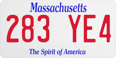 MA license plate 283YE4