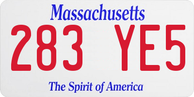 MA license plate 283YE5