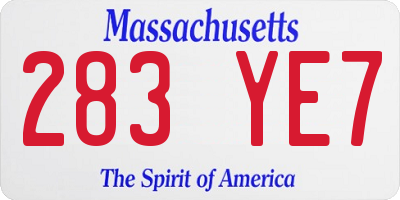 MA license plate 283YE7