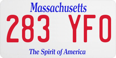 MA license plate 283YF0