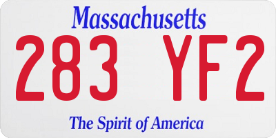 MA license plate 283YF2