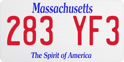 MA license plate 283YF3