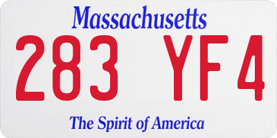 MA license plate 283YF4