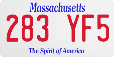 MA license plate 283YF5