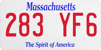 MA license plate 283YF6