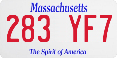 MA license plate 283YF7