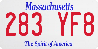 MA license plate 283YF8