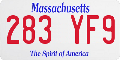 MA license plate 283YF9