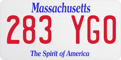 MA license plate 283YG0