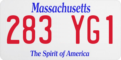 MA license plate 283YG1