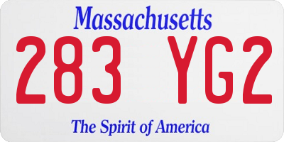 MA license plate 283YG2