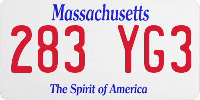 MA license plate 283YG3