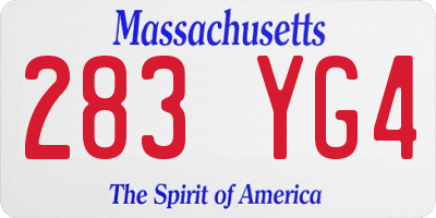 MA license plate 283YG4