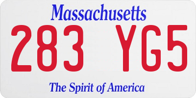 MA license plate 283YG5