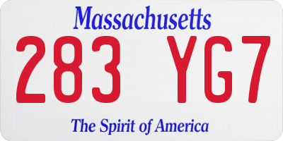 MA license plate 283YG7