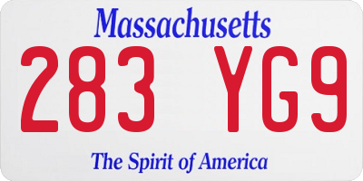 MA license plate 283YG9