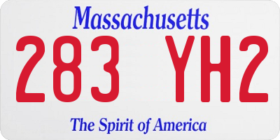 MA license plate 283YH2