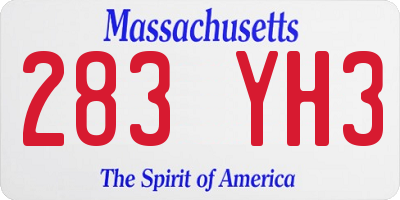 MA license plate 283YH3