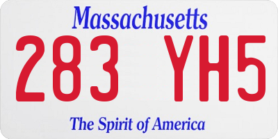 MA license plate 283YH5