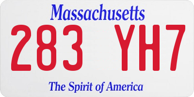 MA license plate 283YH7