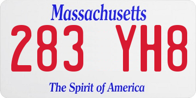 MA license plate 283YH8