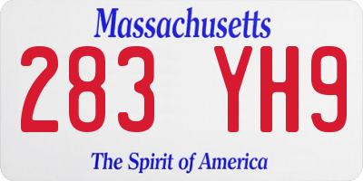 MA license plate 283YH9