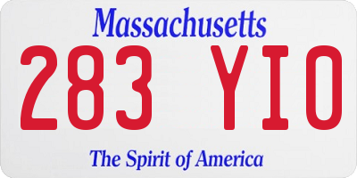 MA license plate 283YI0