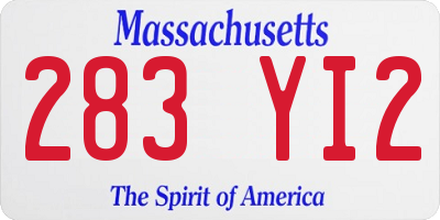 MA license plate 283YI2